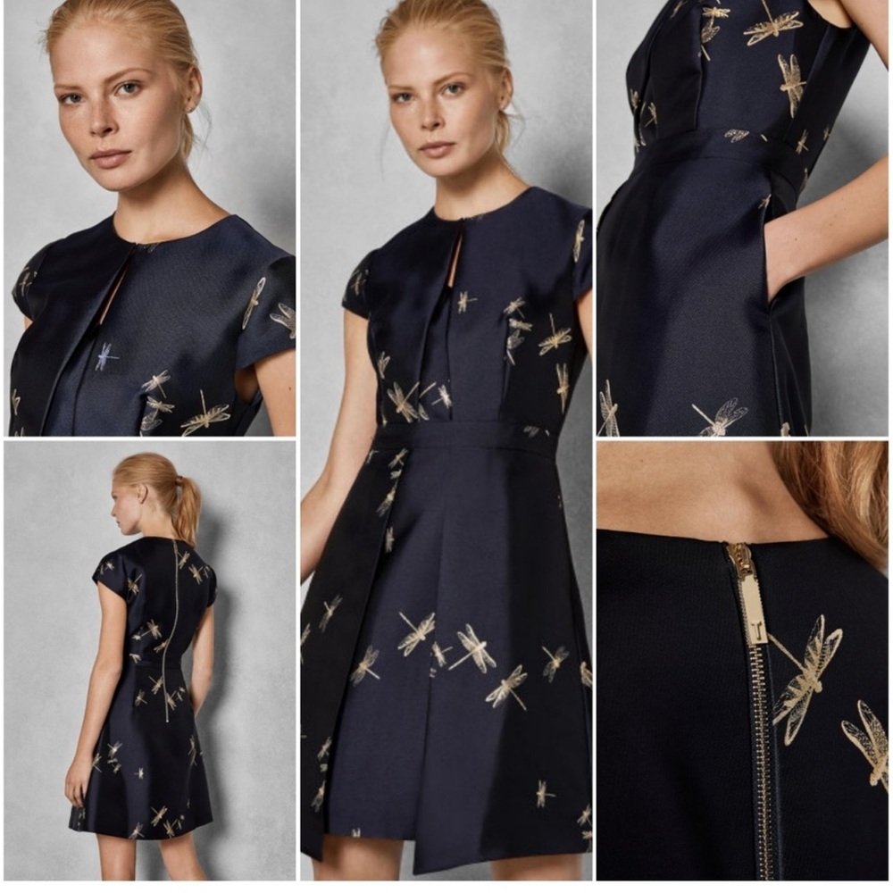 NWOT Ted Baker Dragonfly Jacquard Dress